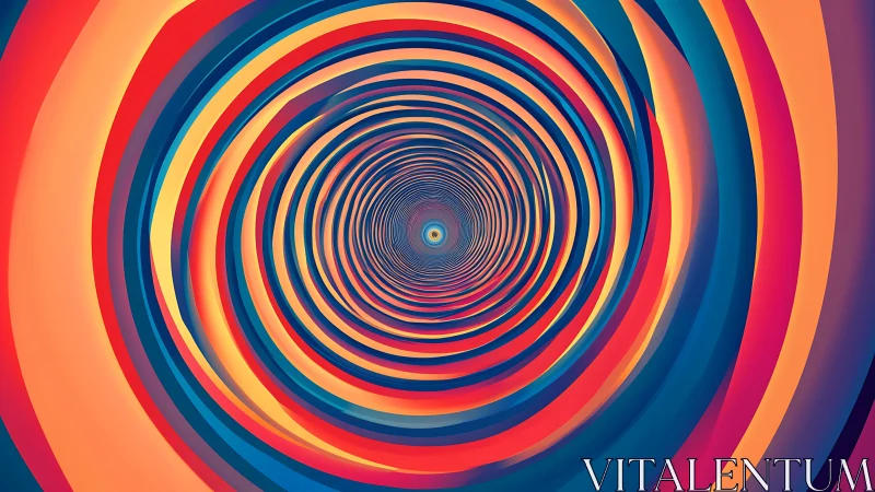 Concentric colored rings form a deep radial tunnel vortex