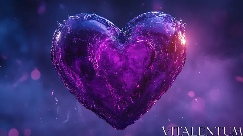 Three-dimensional heart form rendered with iridescent surface effects.