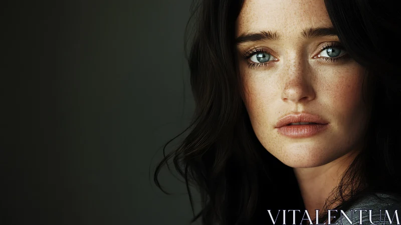 Close-up portrait of young woman with neutral expression.