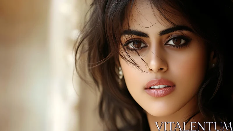 Close-up portrait of a young woman with neutral expression.