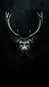 Midnight stag carves silver constellations from the dark