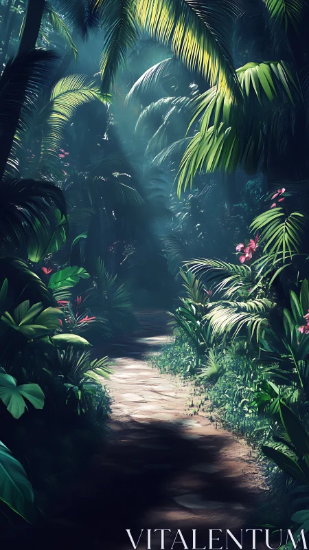 Enchanted Forest Path Bathed in Golden Light