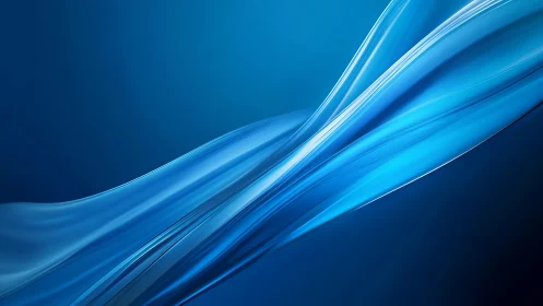 Cerulean fluid waveforms with translucent light ribbons.