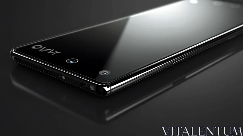 Sleek Black Smartphone with Reflective Display.