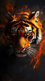 Fiery tiger portrait glowing with bold, untamed spirit.