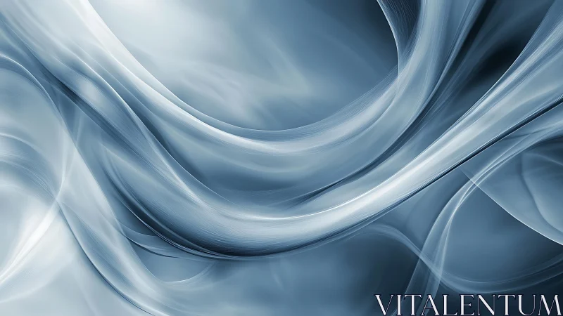 Elegant flowing abstract waves in cool blue and silver tones.