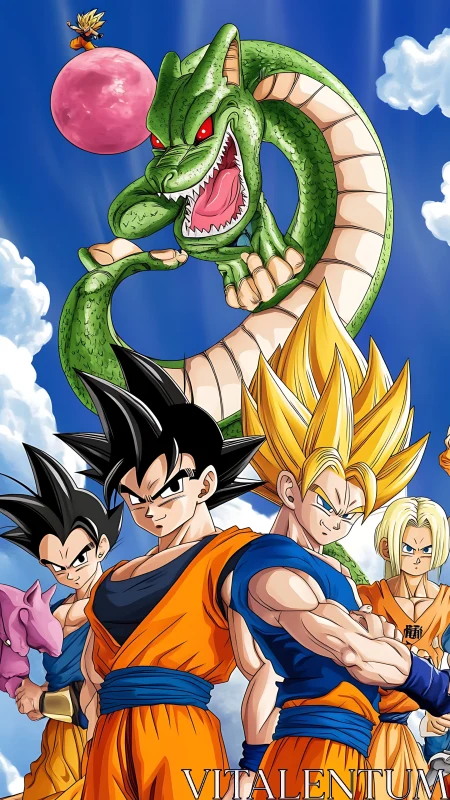 Legendary warriors gather beneath the cosmic dragon.