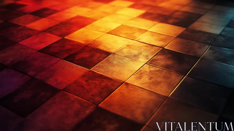 Warm-toned ceramic tile floor with dramatic lighting, realistic style.