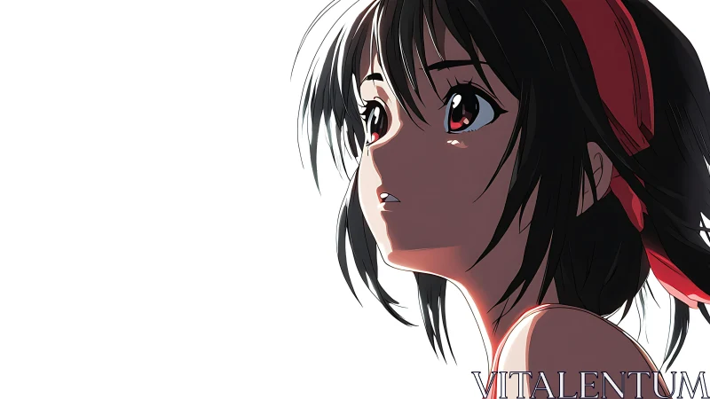 Anime portrait in high-contrast cel shading with negative space.