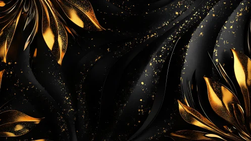 Golden petals dancing across flowing black velvet night.