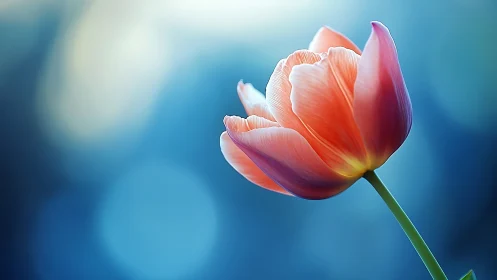 Gradient-modulated tulip bloom exhibits spectral color gradation with volumetric petal architecture