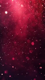 Crimson stardust drifts softly through a velvety cosmos veil