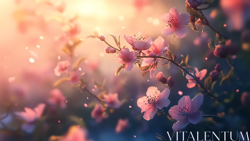 Cherry Blossoms Captured in Golden Hour Magic