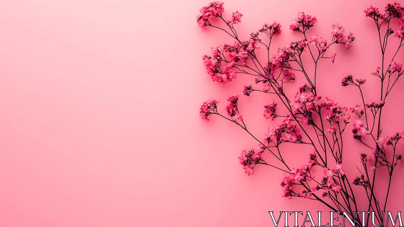 Monochromatic Botanical Composition in Saturated Pink Gradient Field