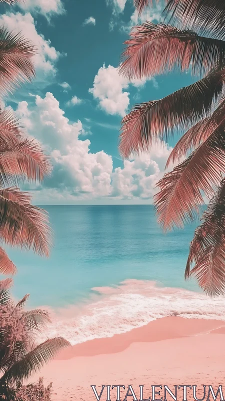 Tropical Reverie: Palm-Framed Paradise Beach.