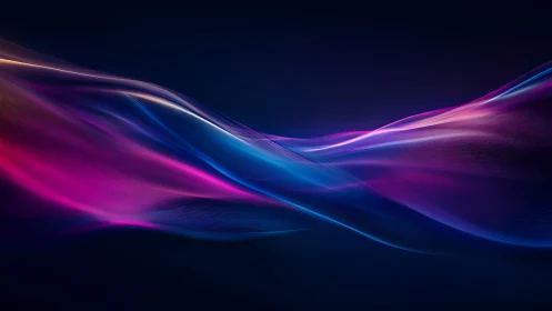 Flowing neon waves glow softly across a tranquil night sky