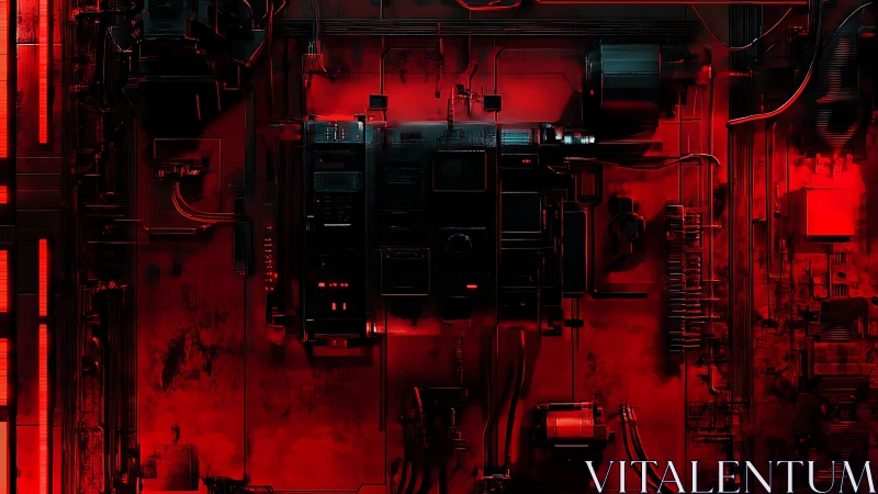 Moody red control wall glowing with mysterious energy.