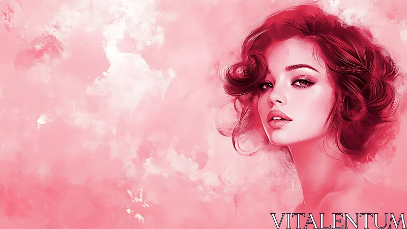Soft rose-tinted portrait with dreamy feminine glow.