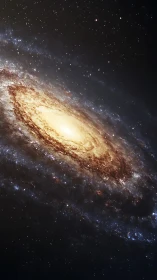 Edge-on barred spiral galaxy with dense central bulge.