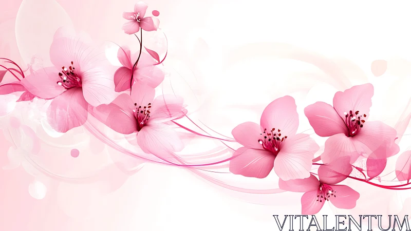 Pink Blossoms Flowing Through Soft Luminescence.