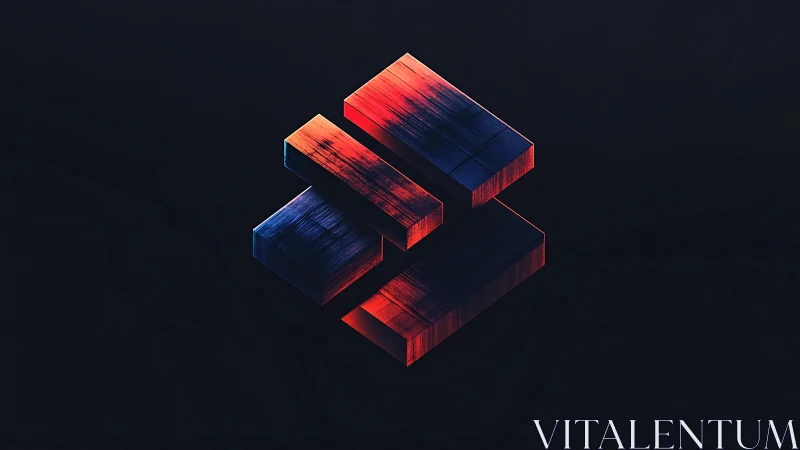 Isometric neon extruded bars with reflective dark ground