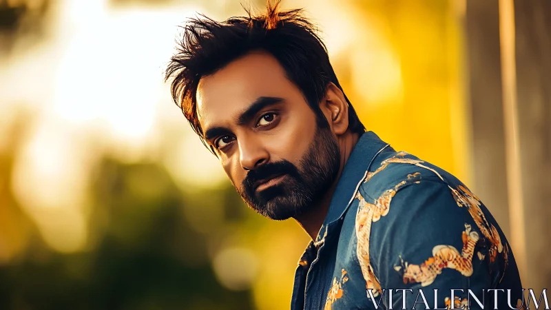 Warm sunset portrait highlights thoughtful, gentle gaze