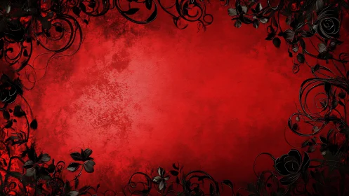 Romantic Crimson Garden: Elegant Florals on Red.