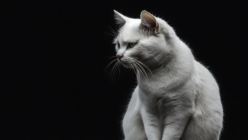 Graceful White Cat With Striking Green Eyes