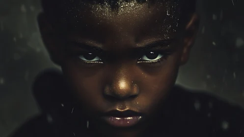 Luminous gaze and golden light illuminate a captivating portrait.