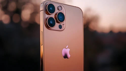 iPhone 13 Pro in Rose Gold Against Sunset