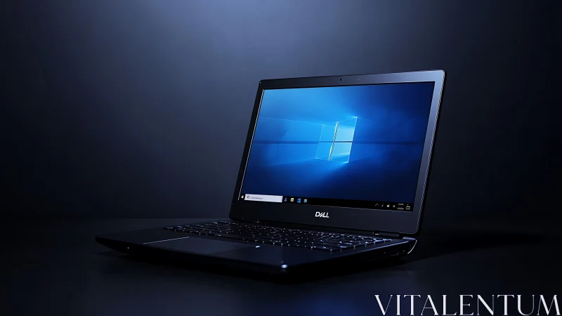 Obliquely lit Dell notebook running Windows 10 desktop environment.