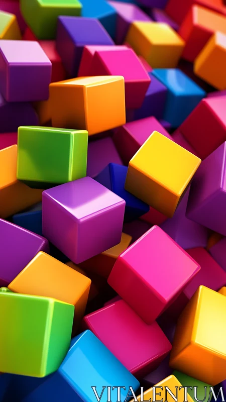 Colorful 3D cubes stacked in a dense abstract pile.