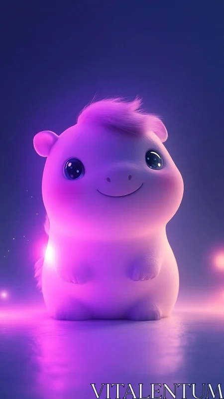 Gentle glowing pony pal in a dreamy neon night hug.