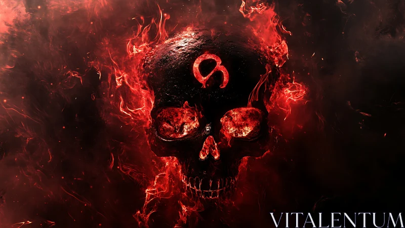 Incandescent skull renders molten Leo zodiac glyph in infernal blaze