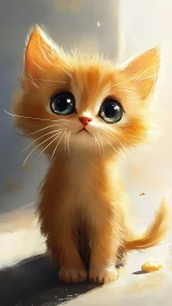 Golden Kitten Gazes With Luminous Wonder Into the Unseen