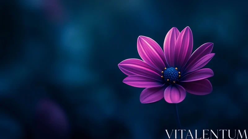 Vibrant Purple Daisy Against Dark Teal Background.