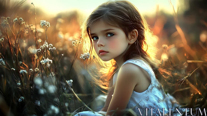 Maiden Caught Between Sunset's Golden Whisper