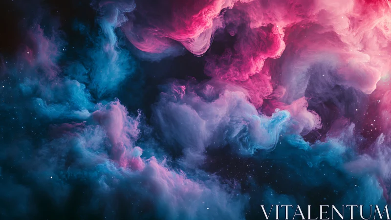 Volumetric nebula clouds render vivid cyan and magenta gradients