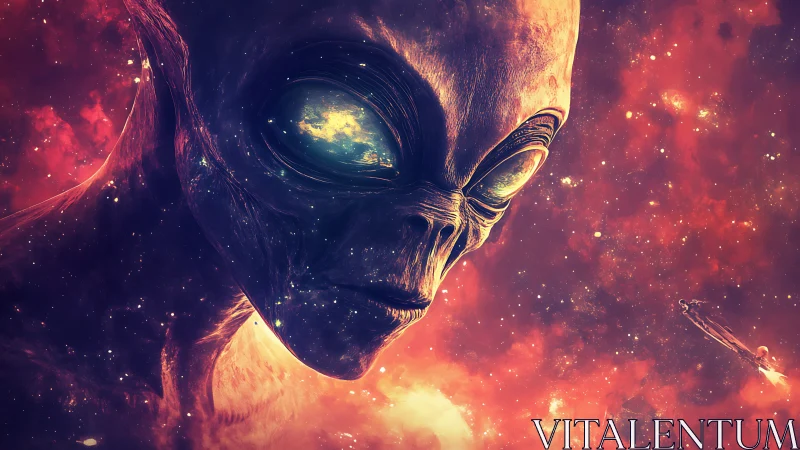 Colossal extraterrestrial portrait dominates incandescent nebular void