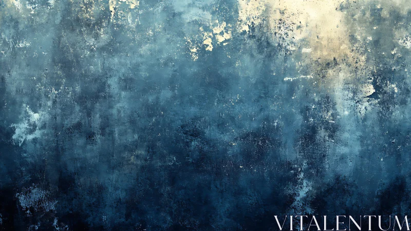 Moody Abstract Blue and Beige Texture Painting with Grunge Style.