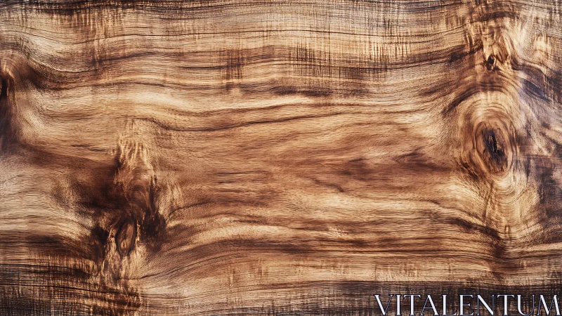 Rich wooden surface showcases swirling grain patterns.