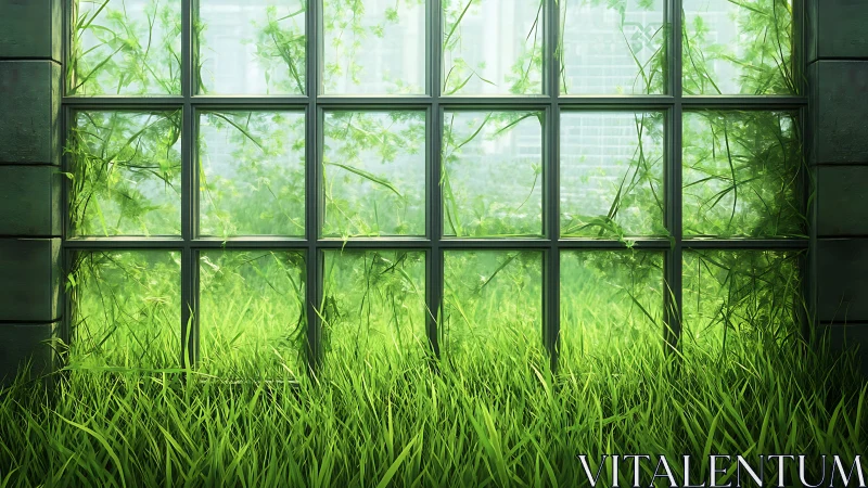 Soft city morning where wild green quietly takes over.