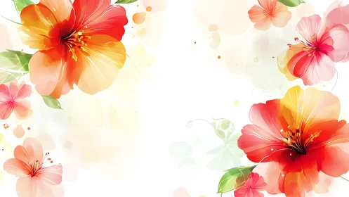 Watercolor Floral Composition with Layered Botanical Blooms.