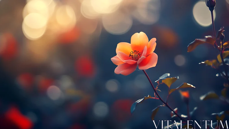 Orange flower with bokeh background blurred ambient lighting