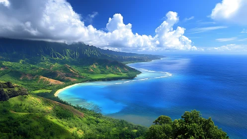Kalalau Valley Coastline: Verdant Cliffs and Turquoise Waters.