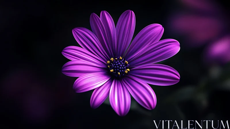Radiant Magenta Daisy Blooms Against Midnight Darkness.