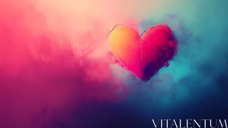 Luminous Heart Against Gradient Mist.