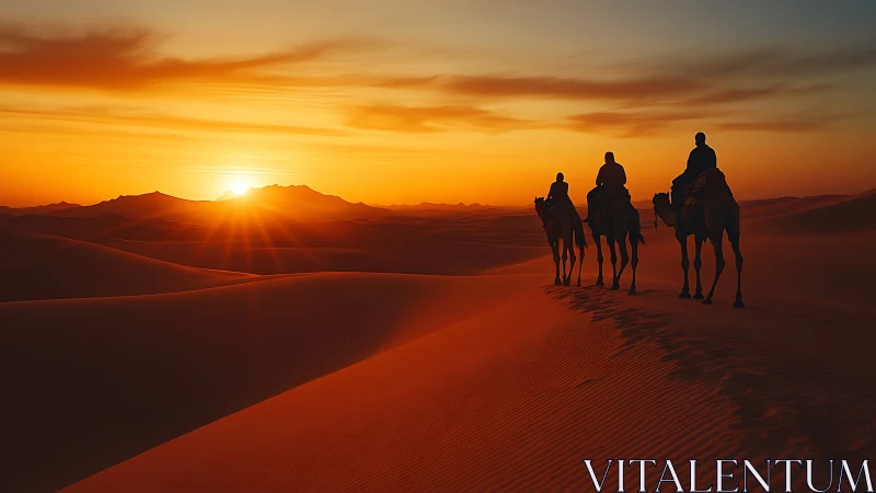 Dune shadows drift toward a molten desert sunset’s glow
