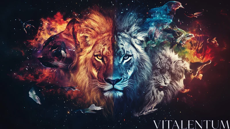 Cosmic Lion Trinity Blazes Through Celestial Inferno