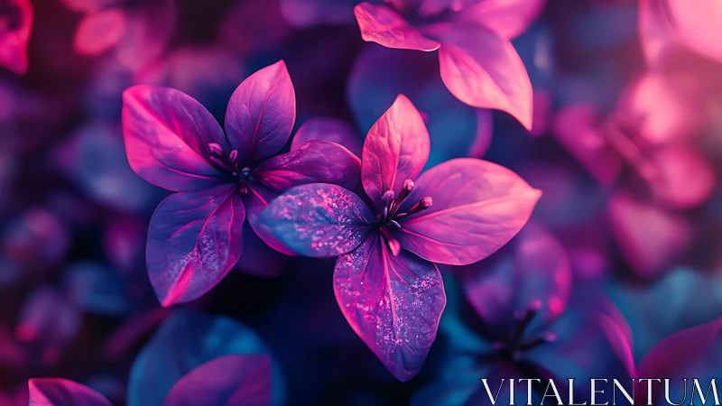 Neon Petals Glowing Against Twilight Darkness.